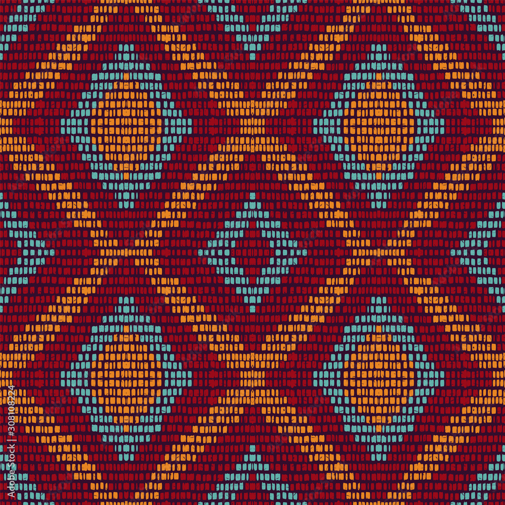 Cold Repeat Chevron. Maroon Carpet Vector Seamless Pattern. Ethnic Tie Dye Geometric Design. Azure Japan Stripe Background. Arabic Tribal Navajo.