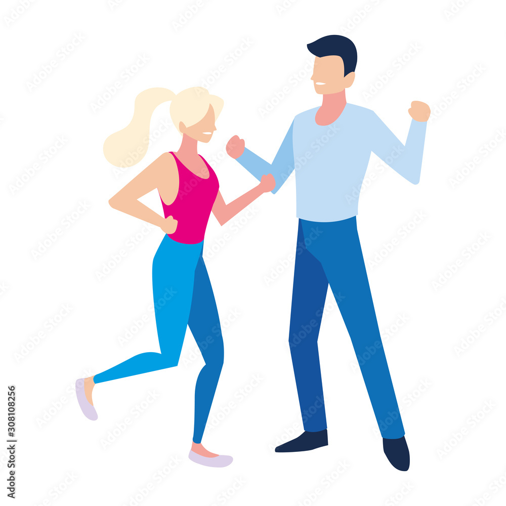 couple of people dancing on white background couple of people dancing on white background