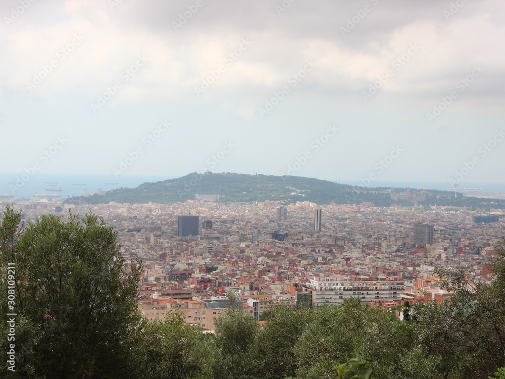 Horizon over Barcelona Spain with Montjuïc Background