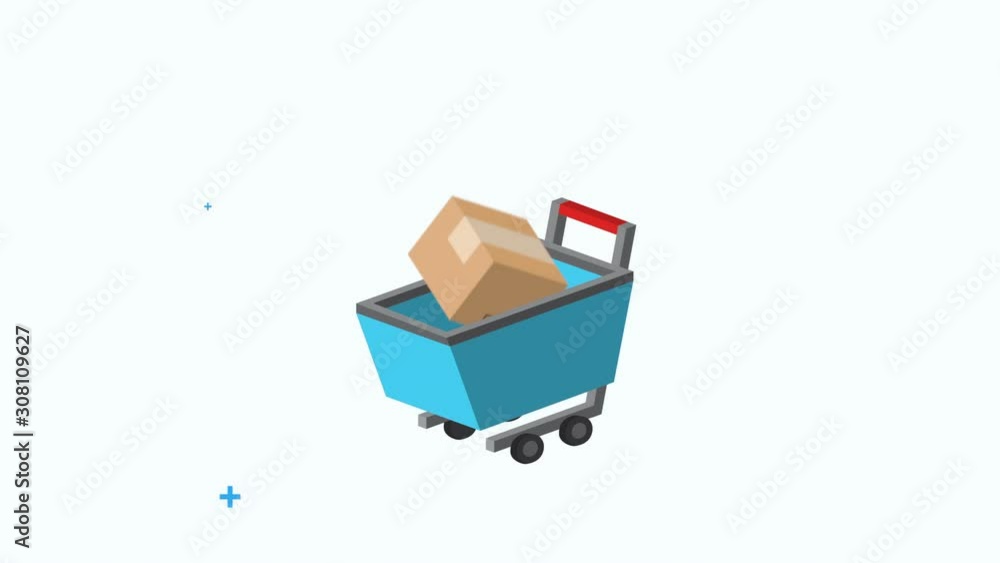 commercial marketing with shopping cart and boxes commercial marketing with shopping cart and boxes