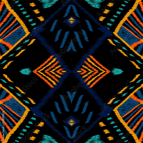 Scarlet Handmade Tile. Cornflower Chevron Vector Seamless Pattern. Japan Chevron Psychedelic Print. Cold Japanese Trendy Design. Repeat Carpet African.