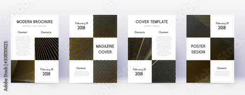 Business brochure design template set. Gold abstra
