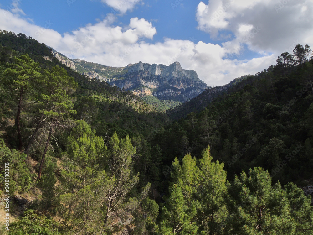 Picón del Haza on the Borosa river route in the Sierra de Cazorla, Segura and Las Villas Natural Park. In Jaén, Andalusia. Spain