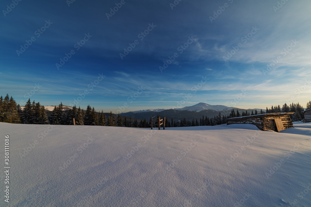 Beautiful winter in Carpathian mountains.