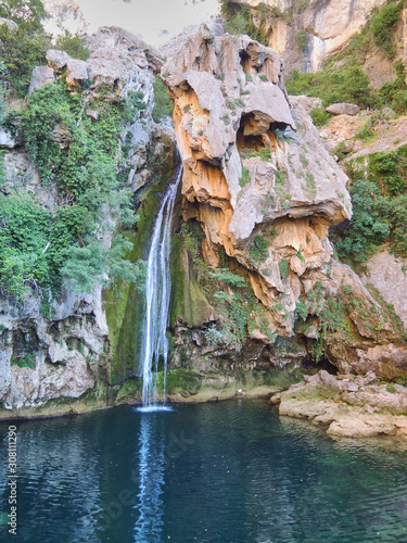 Waterfalls on the Borosa River route in the Natural Park of the Sierra de Cazorla, Segura and Las Villas. In Jaén, Andalusia. Spain