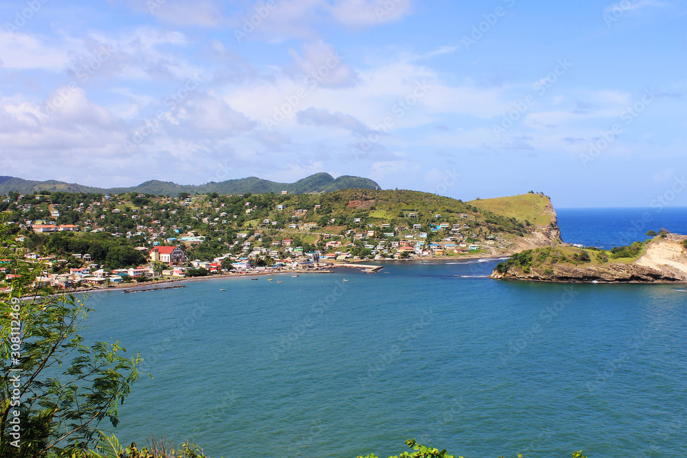 View of the town of Dennery, St. Lucia, West Indies