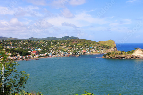 View of the town of Dennery, St. Lucia, West Indies