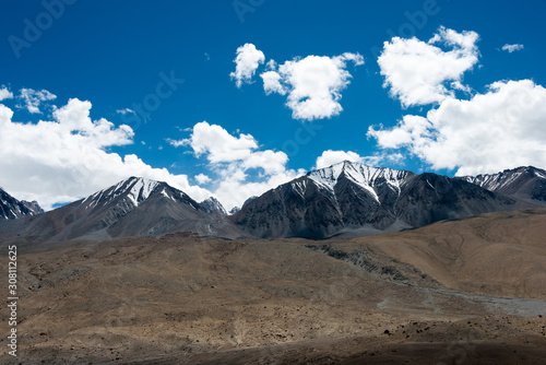 Ladakh, India - Aug 06 2019 - Beautiful scenic view from Merak Village near Pangong Lake in Ladakh, Jammu and Kashmir, India.