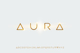 aura, a modern sans serif alphabet display font. minimalist typography design