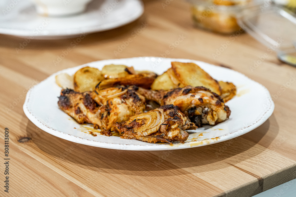 Baked Chicken Legs with Onion and Potatoes Baked Chicken Legs with Onion and Potatoes