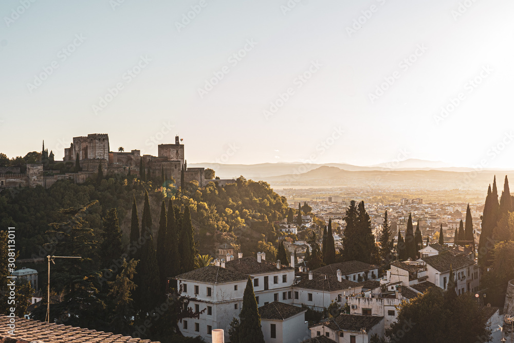 sunset view of the Granada city