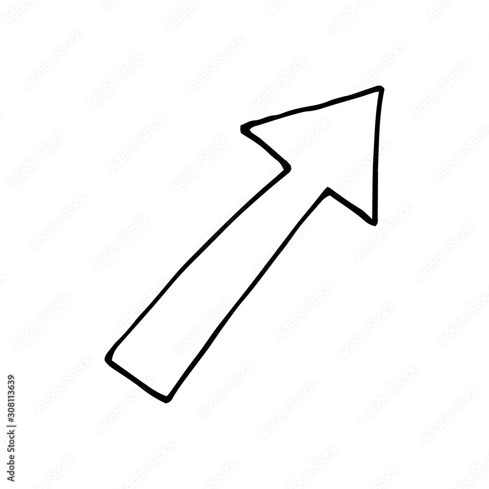 Single element of arrow in doodle summer set. Hand drawn vector illustration for greeting cards, posters, stickers and seasonal design. Single element of arrow in doodle summer set. Hand drawn vector illustration for greeting cards, posters, stickers and seasonal design.