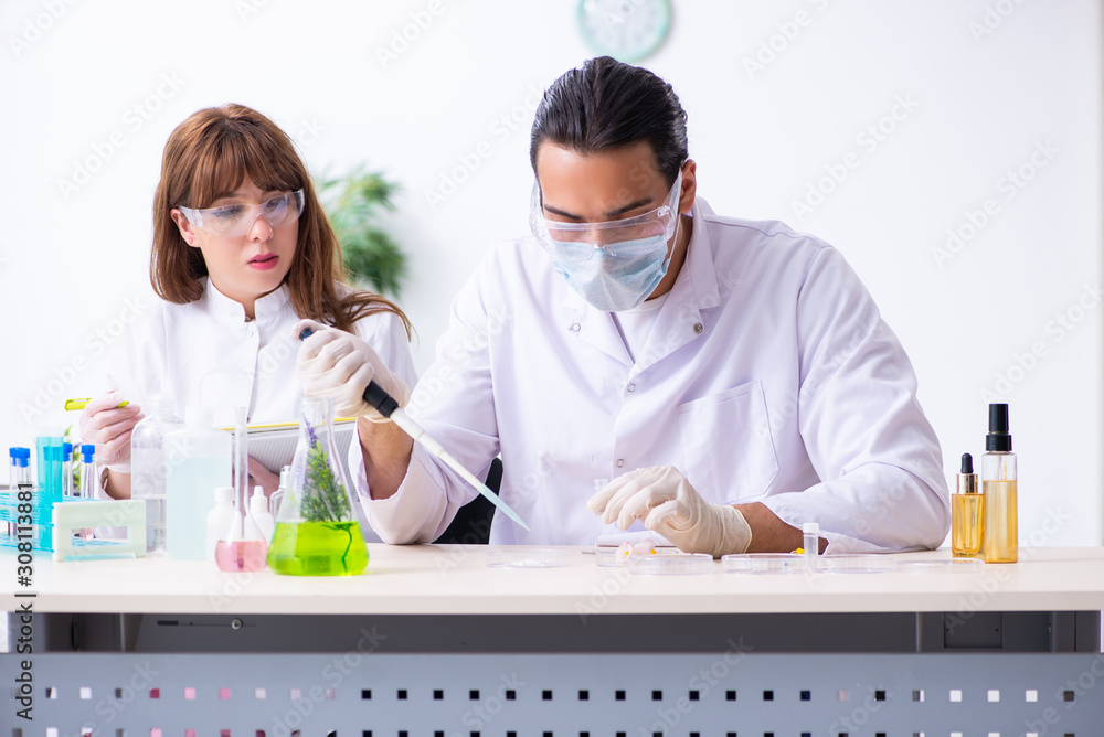 Two chemists working in the lab Two chemists working in the lab