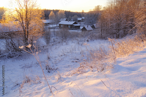 Morning in the north russian village