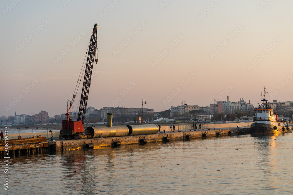 Shipyard in the port of Rimini