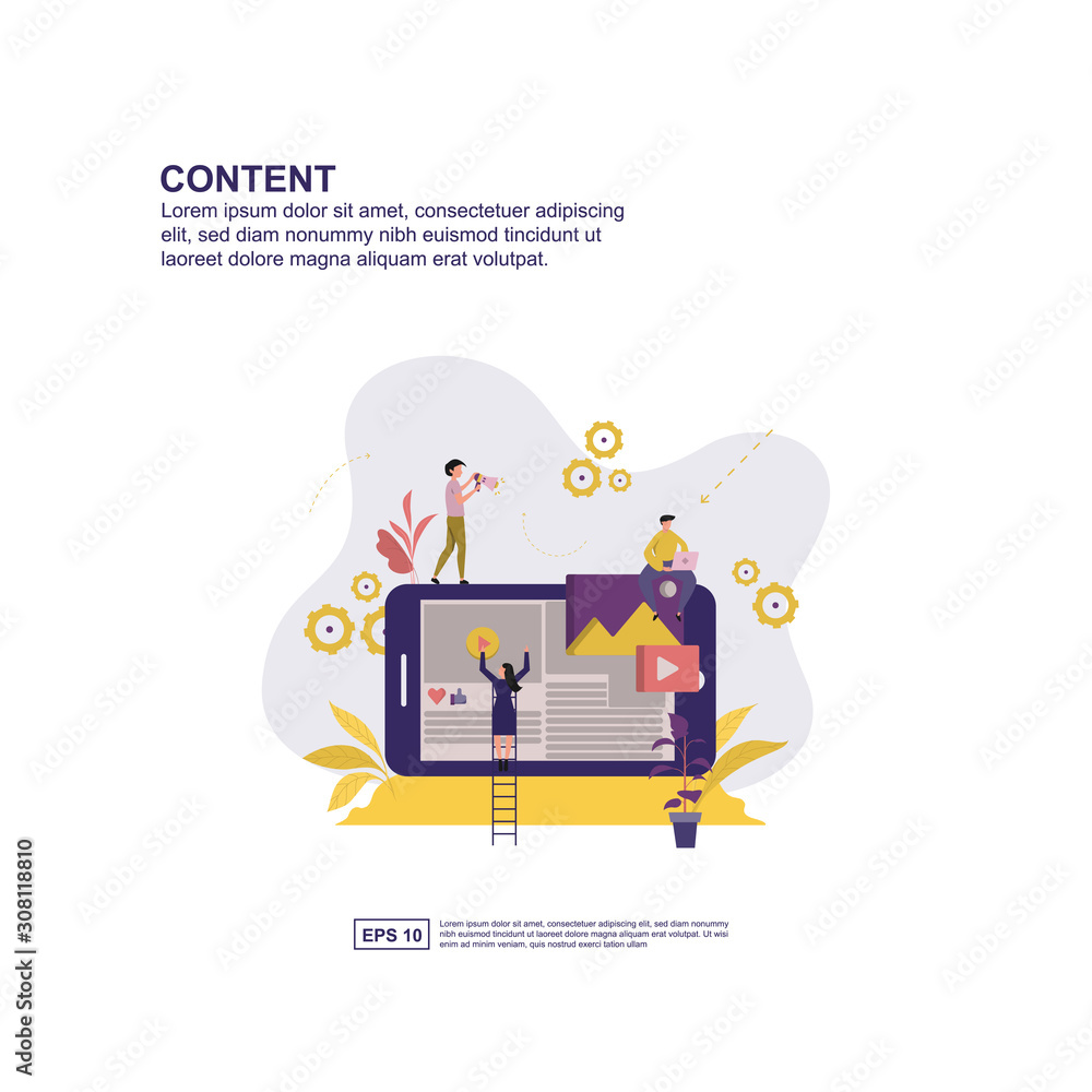 Content concept vector illustration flat design for presentation, social media promotion, banner, and more
