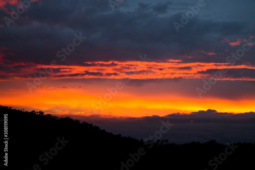 Colored clouds in the sunset.