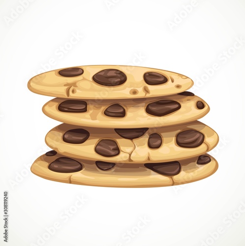Homemade chocolate chip cookie isolated on a white background