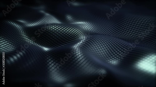 Elegant dark material grid. 3D rendered animation.