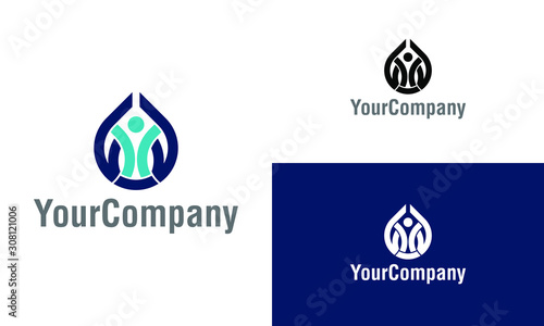 Water drop and human logo icon design template elements. Simple minimalist template graphic illustration. Creative vector emblem, for icon or design concept.