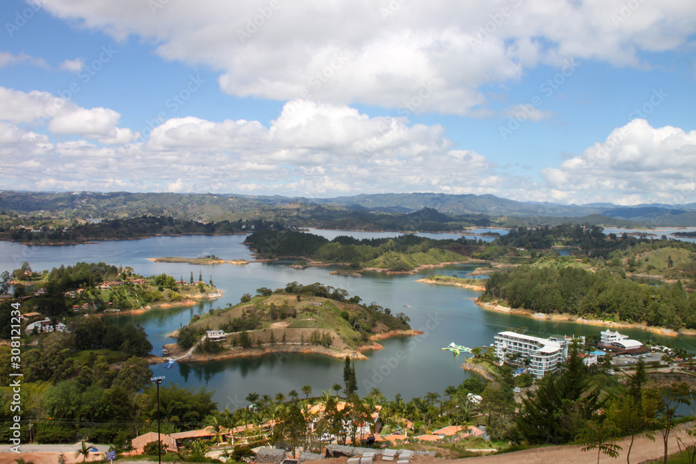 Landscape of the dam that flooded Guatape