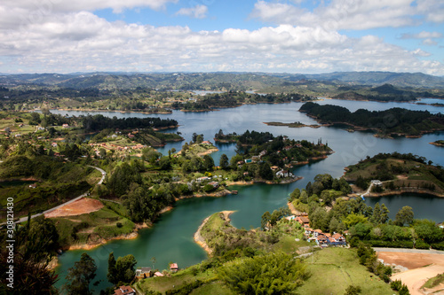 View over of Guatape dam. Colombia © Frenchiebuddha