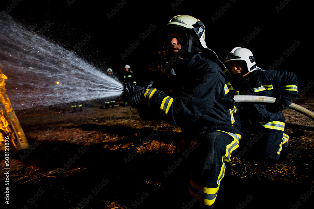 Fototapeta premium Fire department at an emergency scene