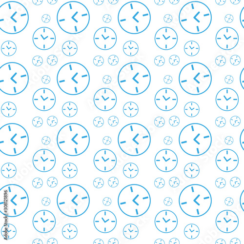 watch time clock dial black and white seamless pattern