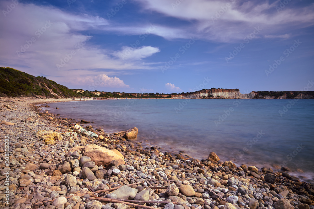 Stones and rocks at Gerakas beach on Zakynthos island in Greece..