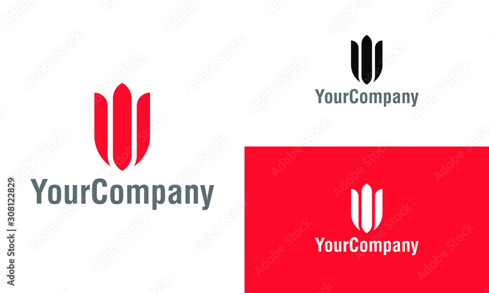 Fototapeta premium Tulip and floral logo icon design template elements. Simple minimalist template graphic illustration. Creative vector emblem, for icon or design concept.