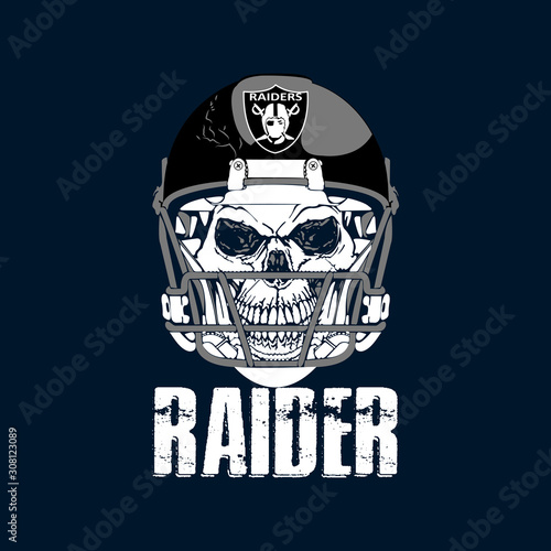 Valokuva Raider Skeleton Head wearing helmet illustration - VECTOR