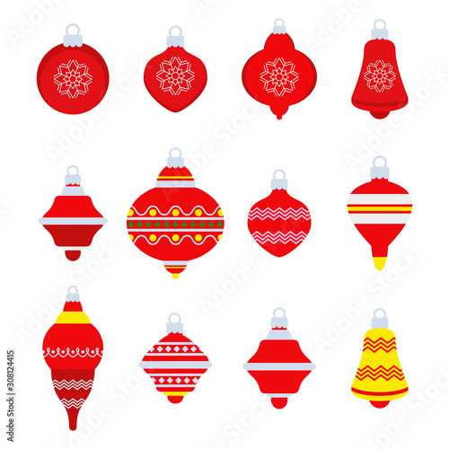 Set of Christmas toys of various shape.