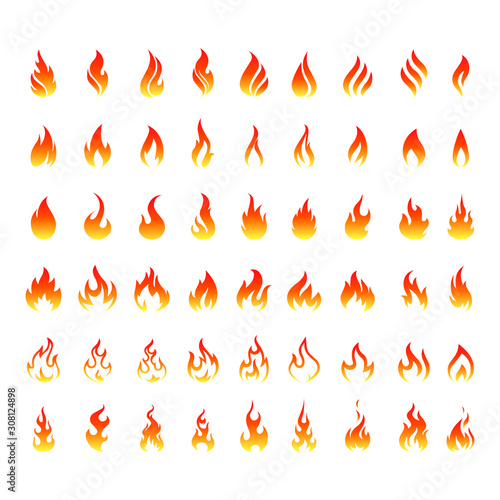 flame icons. Flame logo, fire icon. Vector set of icons for fire.