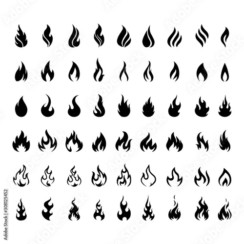 Fotografia flame icons. Flame logo, fire icon. Vector set of icons for fire.