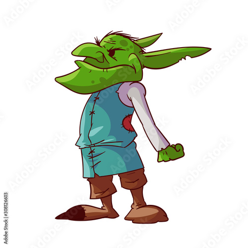Cartoon green goblin or troll