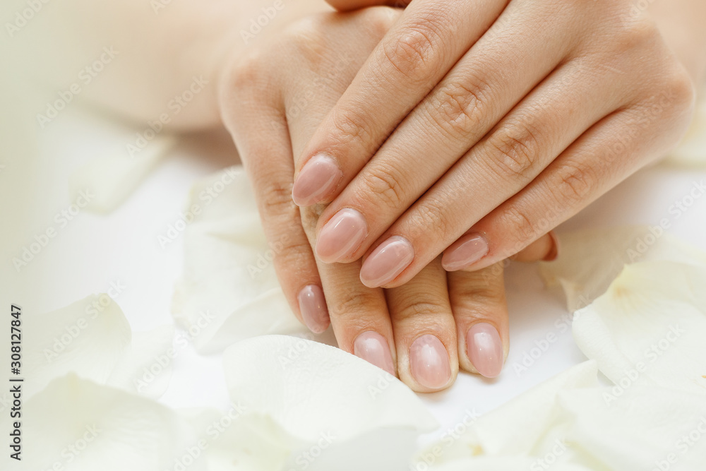 Beautiful hands with manicure. Nail care concept.