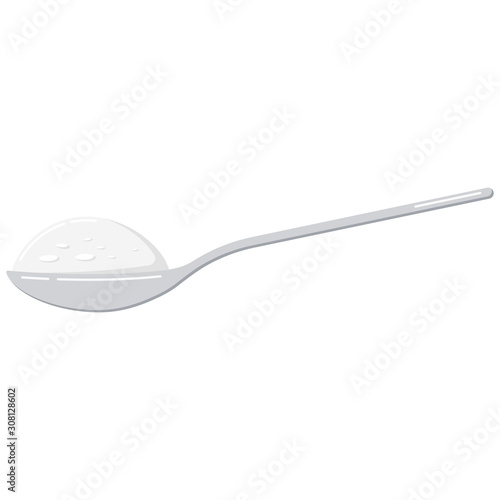 Salt in spoon vector illustration isolated on white background.