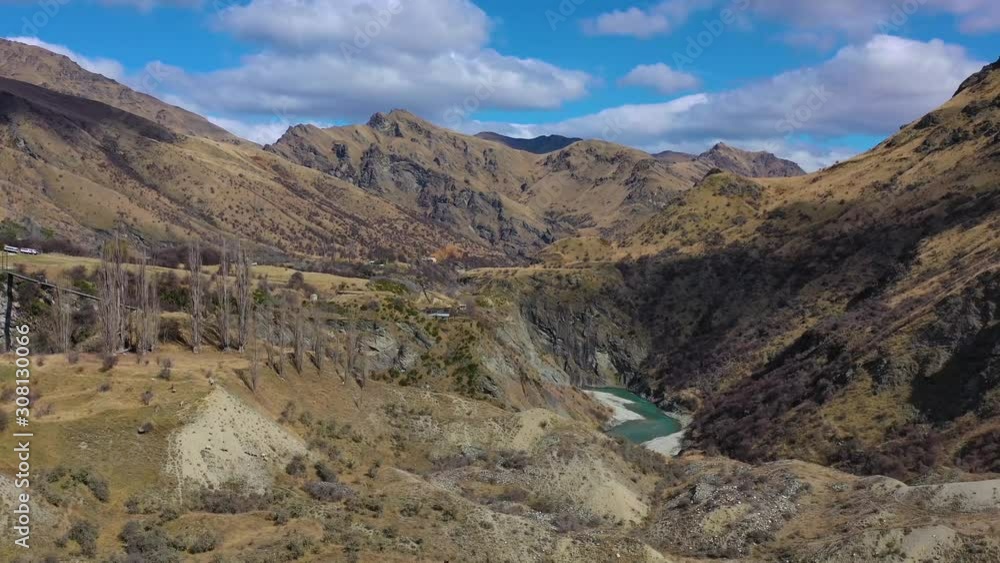 2019- aerial over the Shotover River Valley near Queenstown, New Zealand. 2019- aerial over the Shotover River Valley near Queenstown, New Zealand.