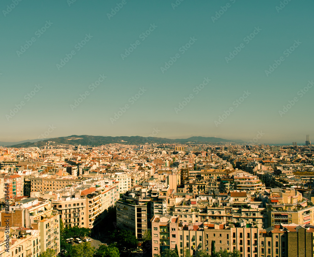 Panoramic view from above to Barcelona