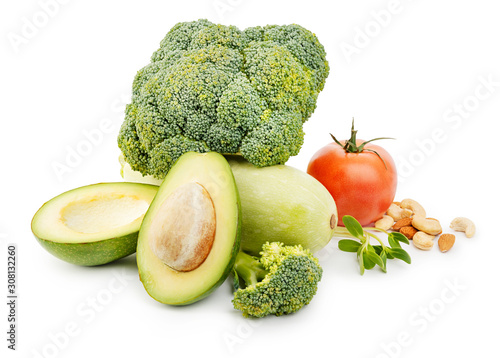 Vegetables for cooking on white background