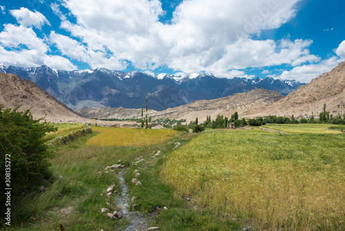 Ladakh, India - Aug 20 2019 - Beautiful scenic view from Likir Village in Ladakh, Jammu and Kashmir, India. photo