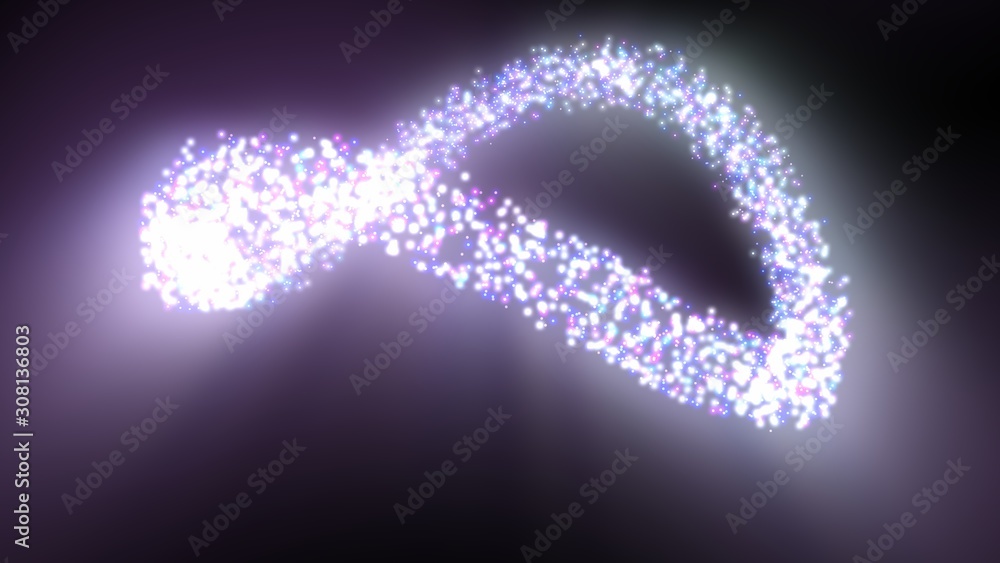 Beautiful Flowing Glowing Particles and Twinkling Stars Light Ring - Abstract Background Texture