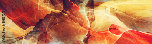 Abstract future background. Red and yellow color banner. Fractal artwork for creative graphic design