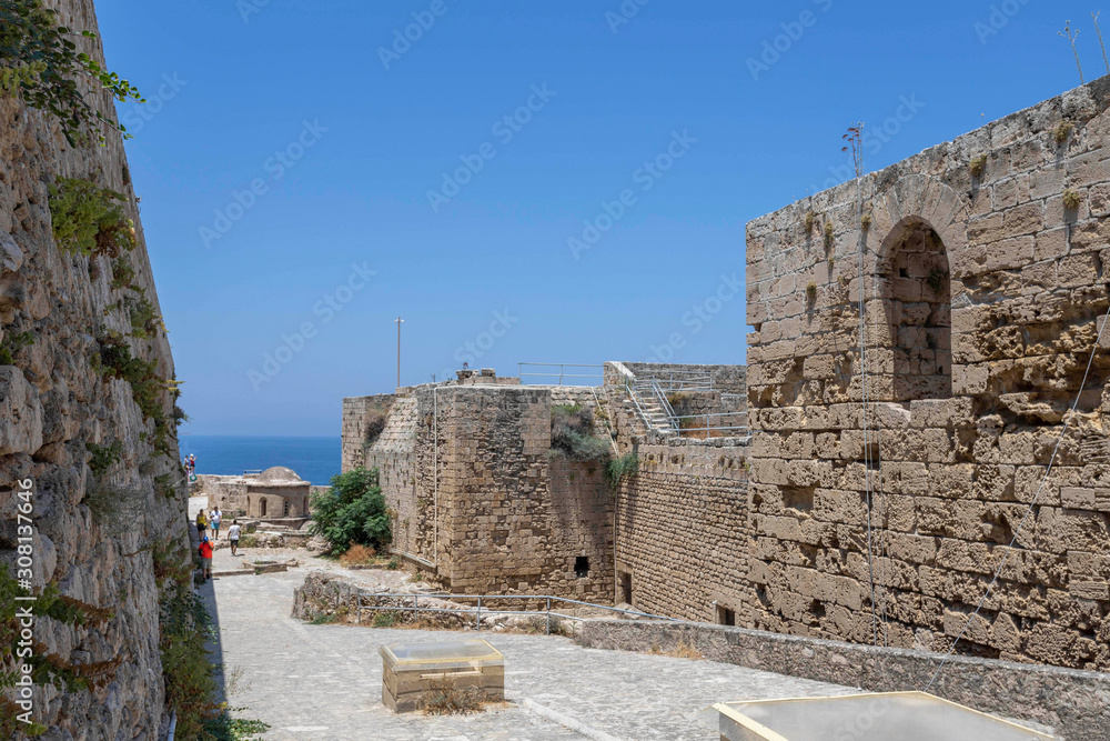 walls of the Keriniya castle in Kyrenia, Cyprus