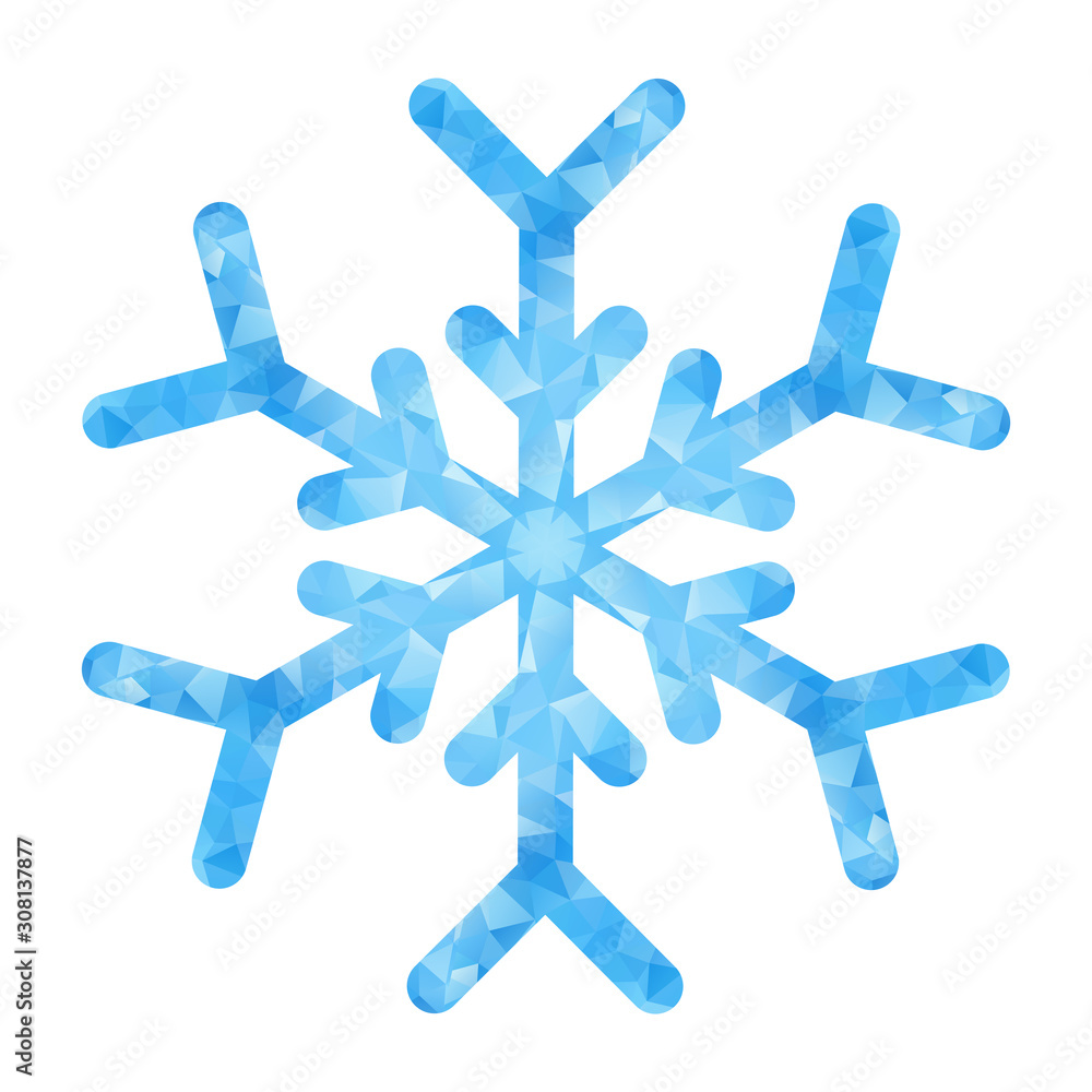 Abstract design template with polygonal snowflake for decoration design. Vector decorative background. Winter symbol. Low poly banner with snowflake on white background for decorative design. Abstract design template with polygonal snowflake for decoration design. Vector decorative background. Winter symbol. Low poly banner with snowflake on white background for decorative design.