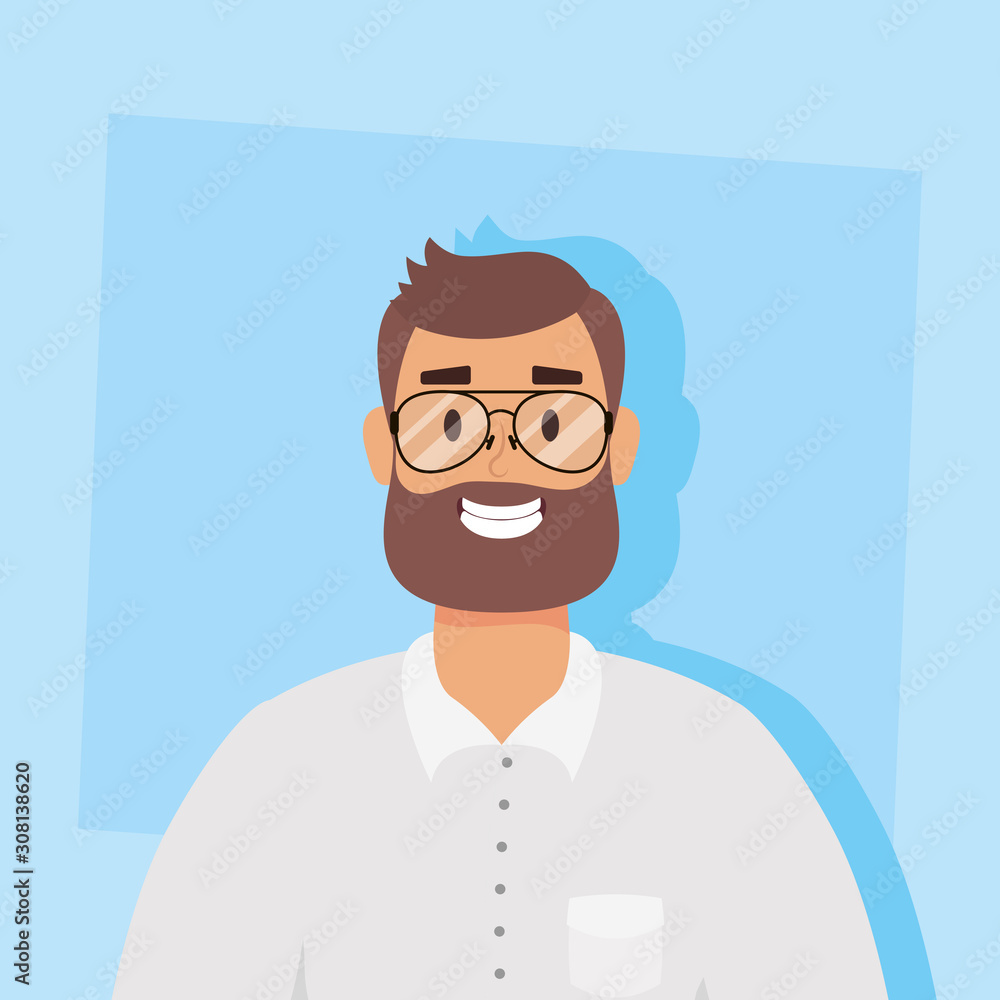 young man with beard avatar character young man with beard avatar character