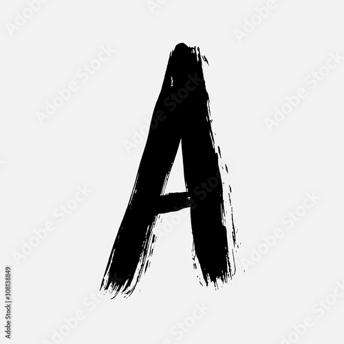 Separate letters drawn with a brush. Black brush handmade letters. EPS vector illustration.