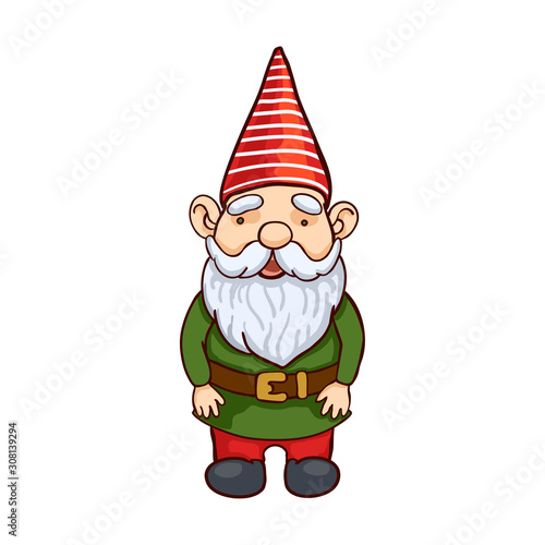 Vector colorful illustration of Christmas gnome. Cute fairytale character © lizavetas