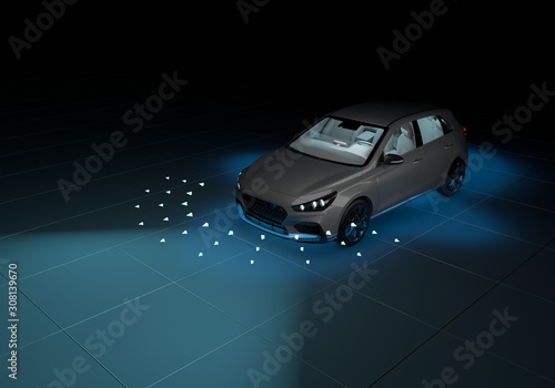 Self Driving Vehicle 3D Illustration