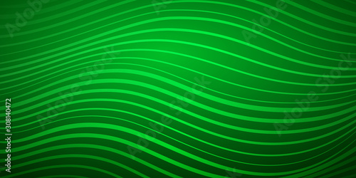 Abstract background of wavy lines of various thicknesses in green colors